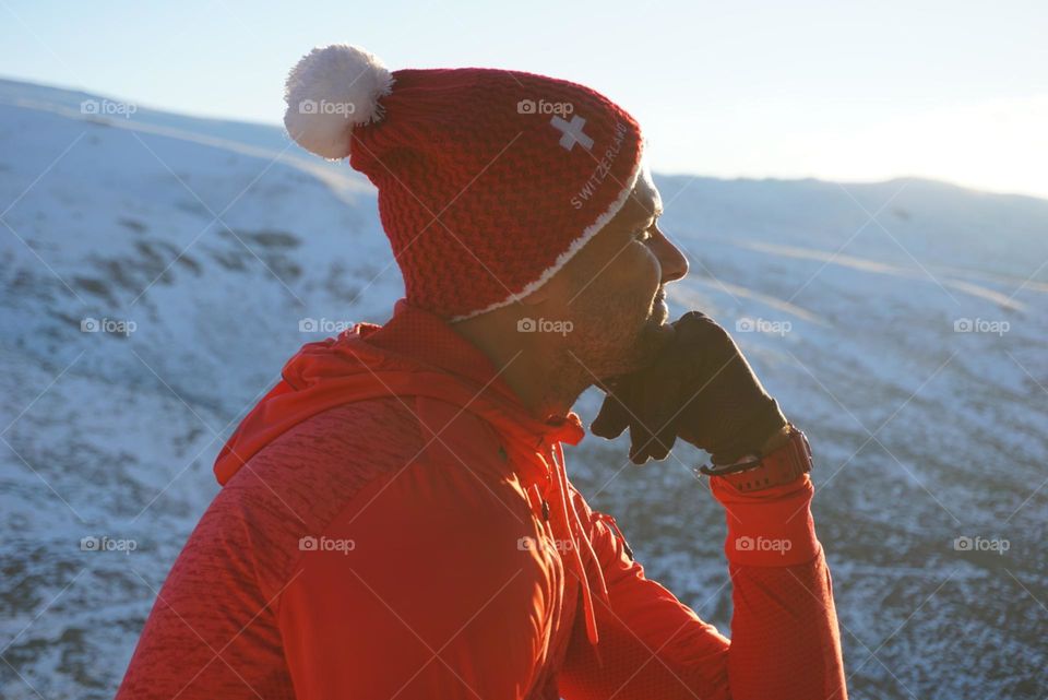 Human#winter#red#sunset