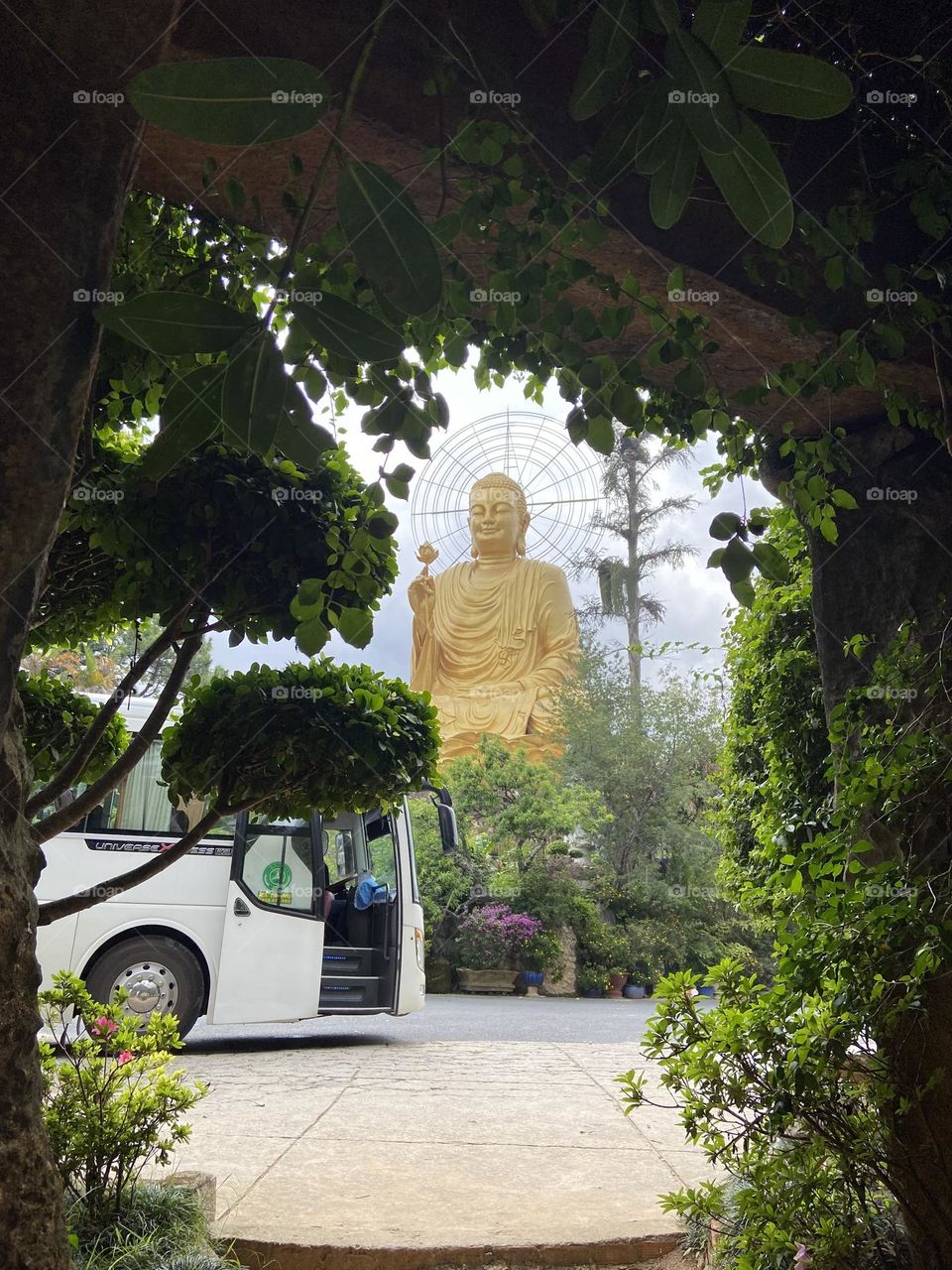 Golden Buddah on mountains of dalat veitnam 