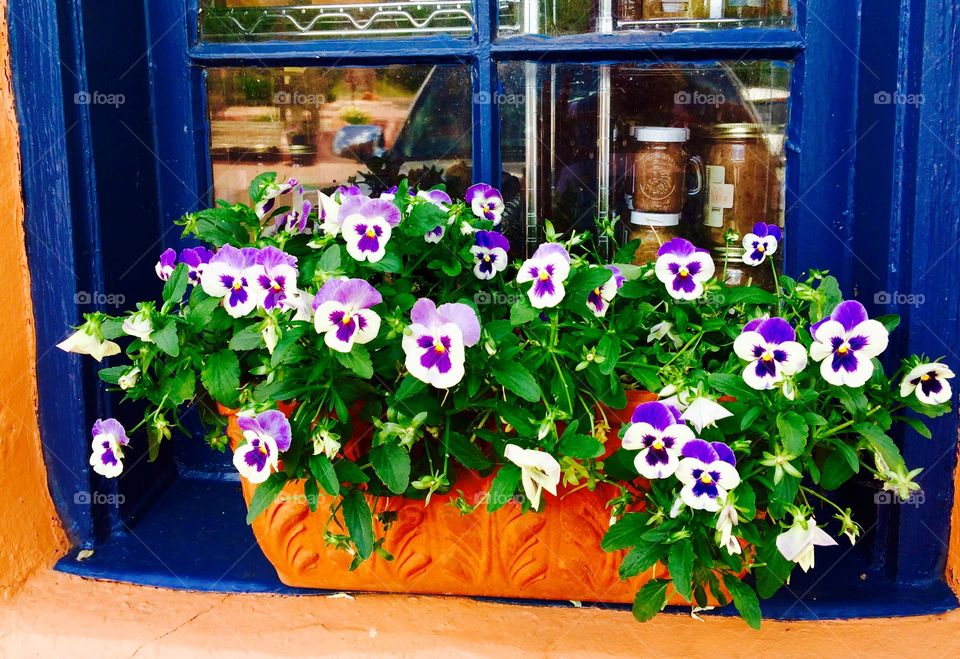 Window in blues and orange