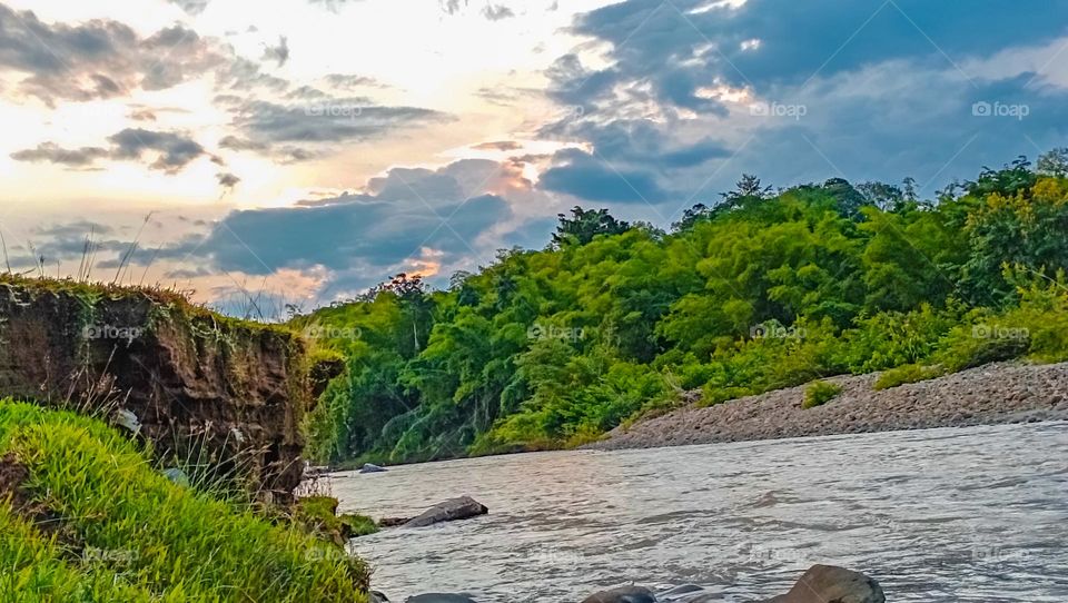 natural beauty, a clean river view in a remote area of ​​an indigenous village, Borneo, Sabah, Malaysia