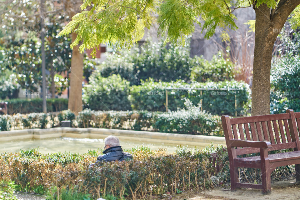 Senior men sitting on park