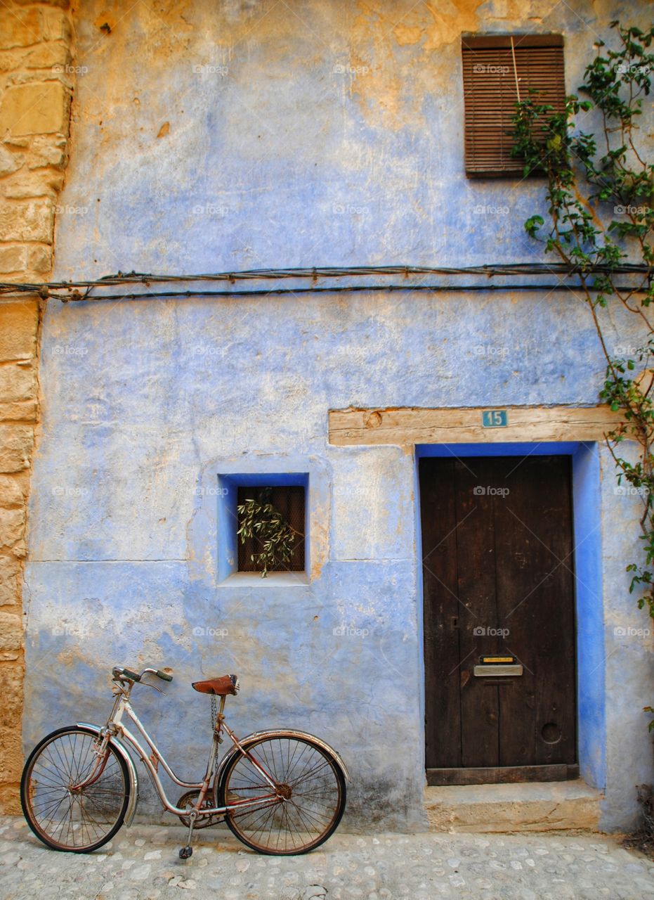 Beautiful house of indigo color that is in the beautiful town of Valderrobres in Teruel, Spain. This house color is very typical in the area