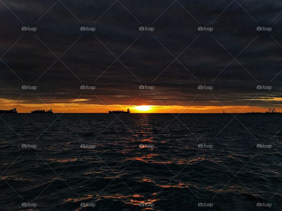 Sunset view with clouds