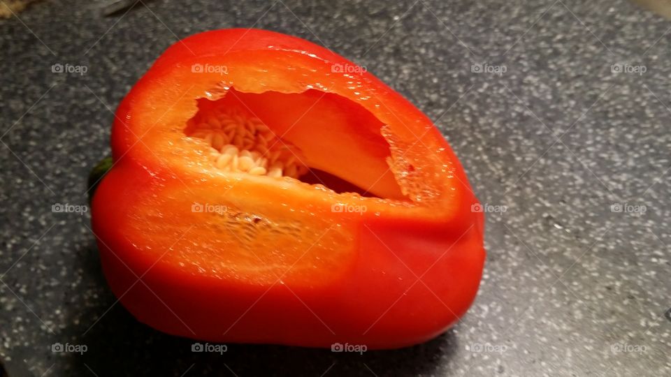 pepper, red. a red pepper, Just cut one pier of it to add colors to a plate