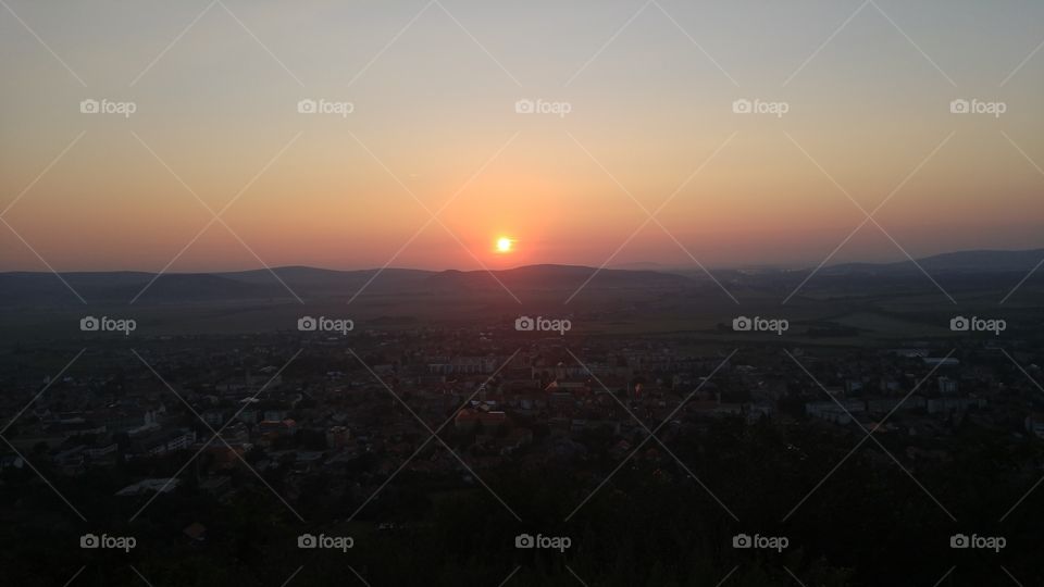 A beautiful mountain sunset in Hungary