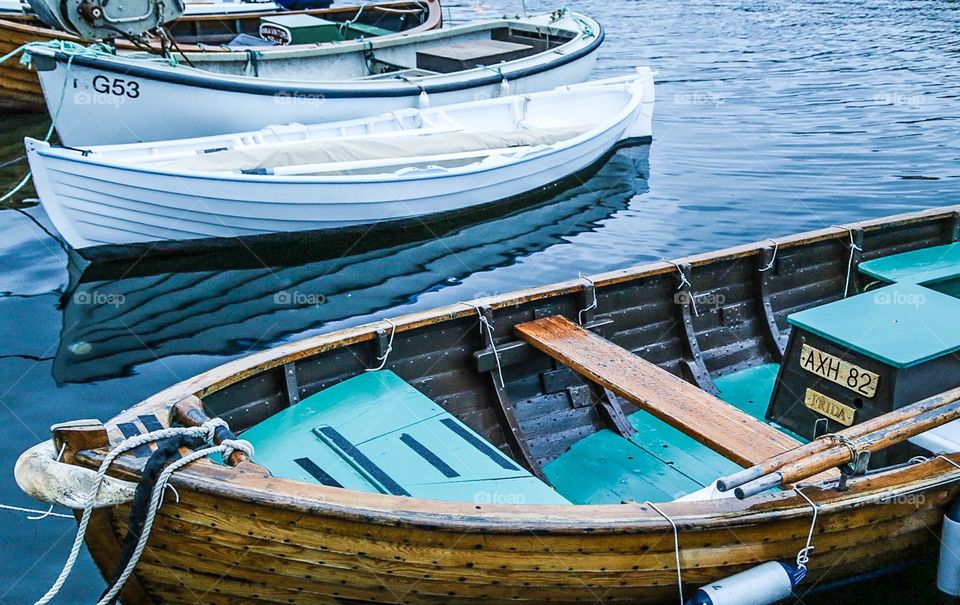 Wooden boats in a harbor