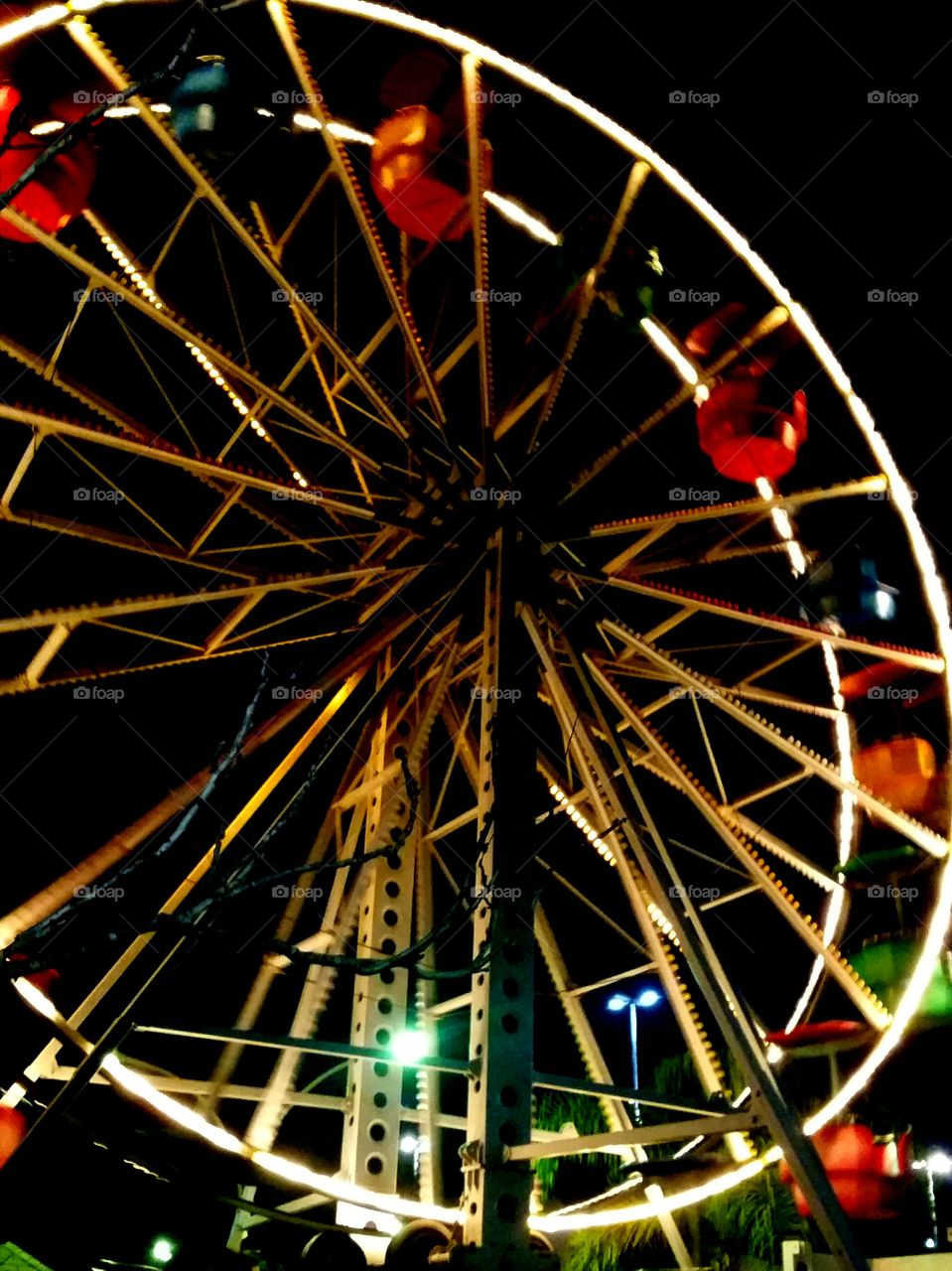 roda gigante, luzes, parque de diversões