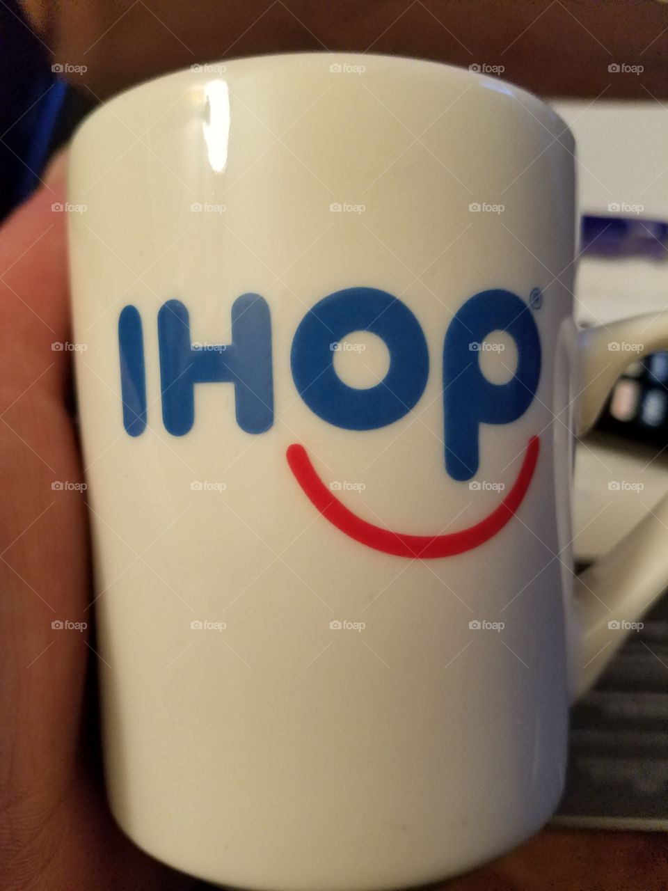 The Ihop mug is smiling at me!