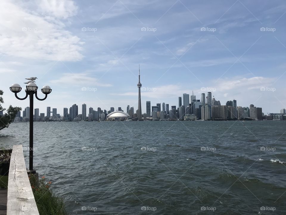 Downtown Toronto skyline with lake Ontario 
