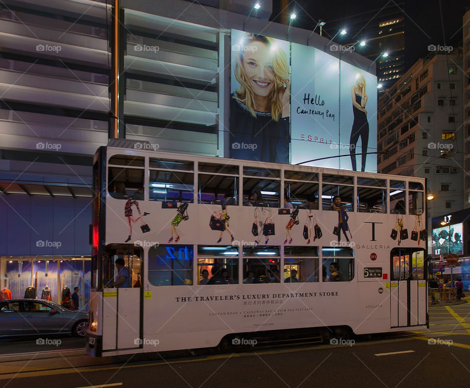 Hong Kong tram. Tram on Causeway Bay