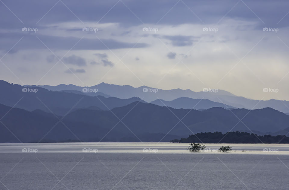 The beauty of the sky and the water at Kaeng Krachan Dam ,Phetchaburi in Thailand.