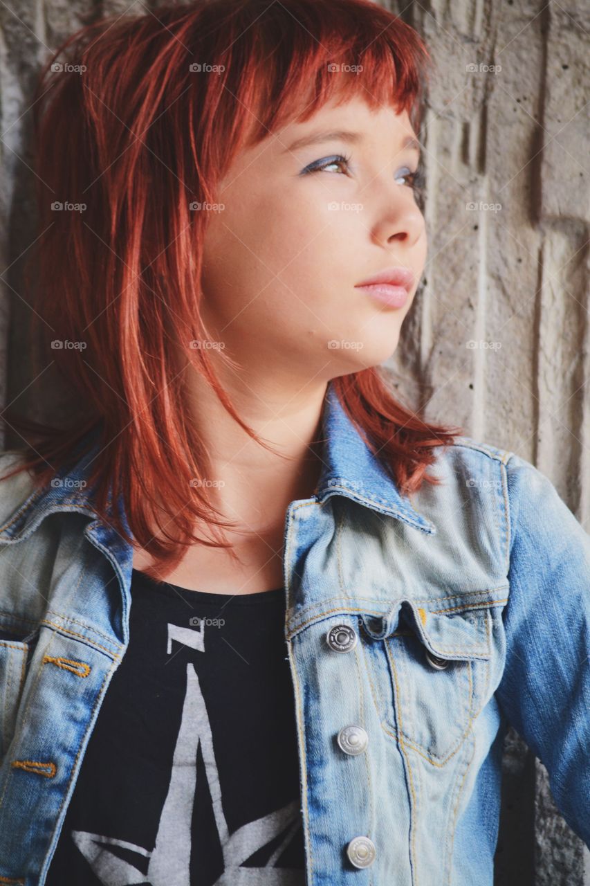 Girl in denim jacket