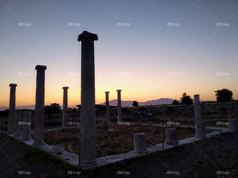 Sunset at Pella, Macedonia, Greece, the birthplace of Alexander the Great