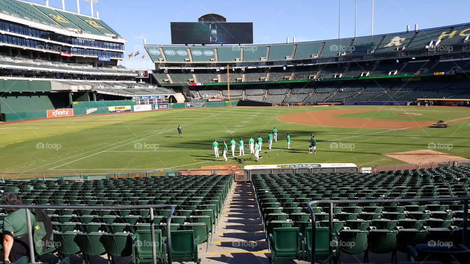 Before the gates open at Oakland Coliseum Complex in Oakland which is home to the Oakland Athletics and Oakland Raiders