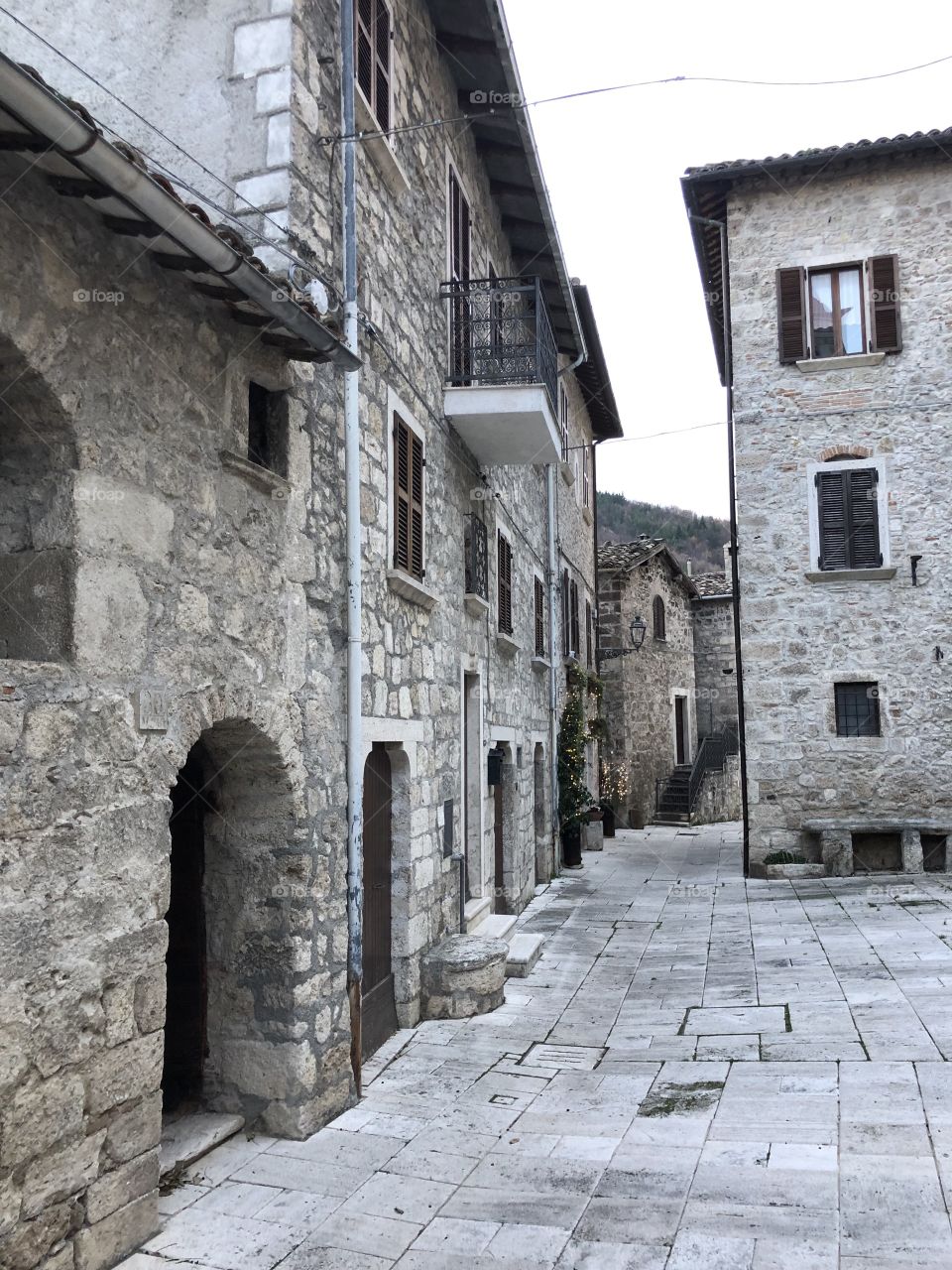 Castel Trosino, medieval village, longobard origin, houses view, Ascoli Piceno county, Marche Region, Italy