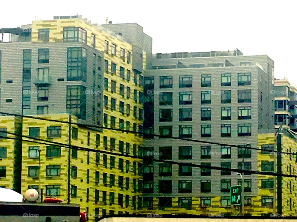 An industrial looking large building complex in New York’s Long Island City where we live taken in 2019. Hypnotic Productions