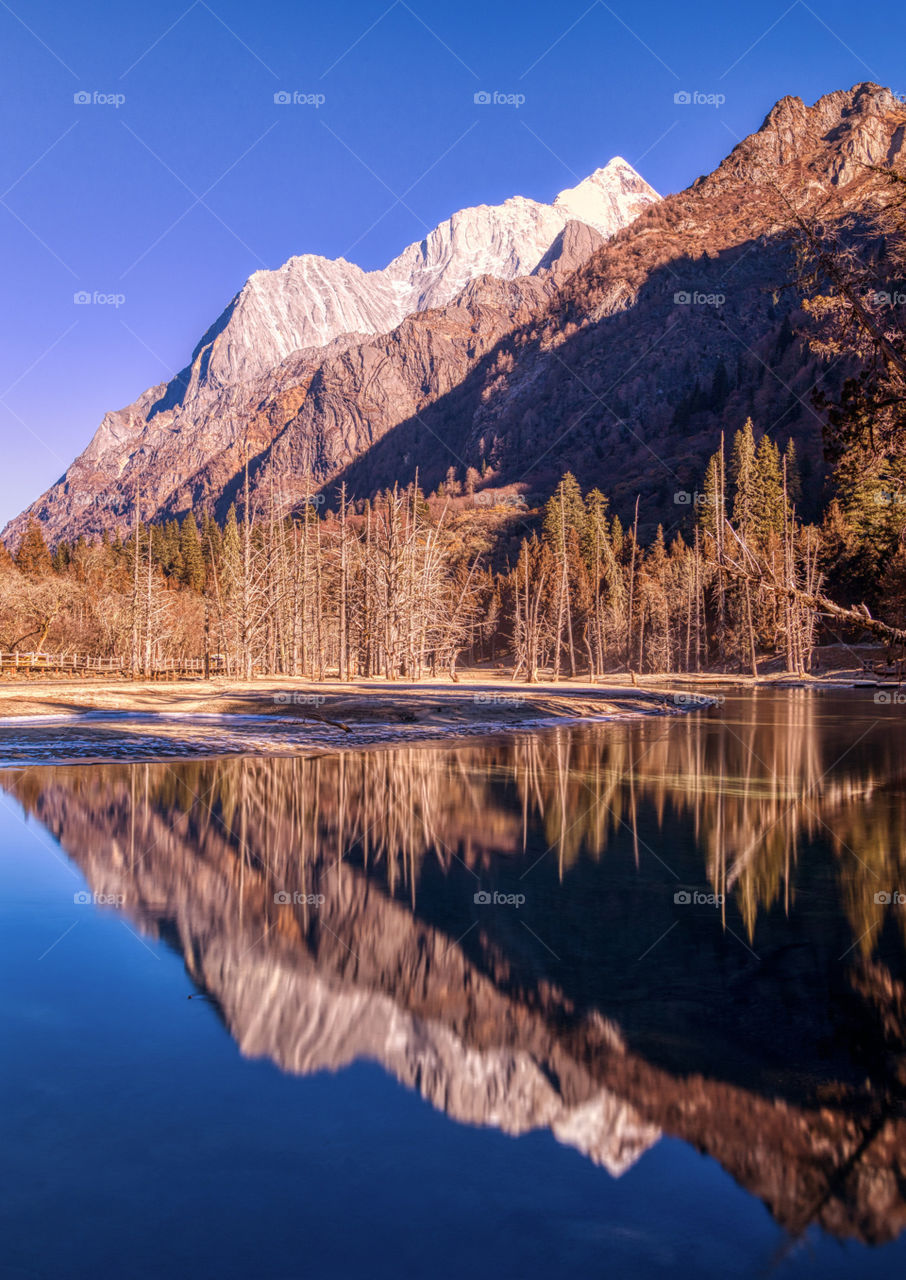 Snow mountain reflection