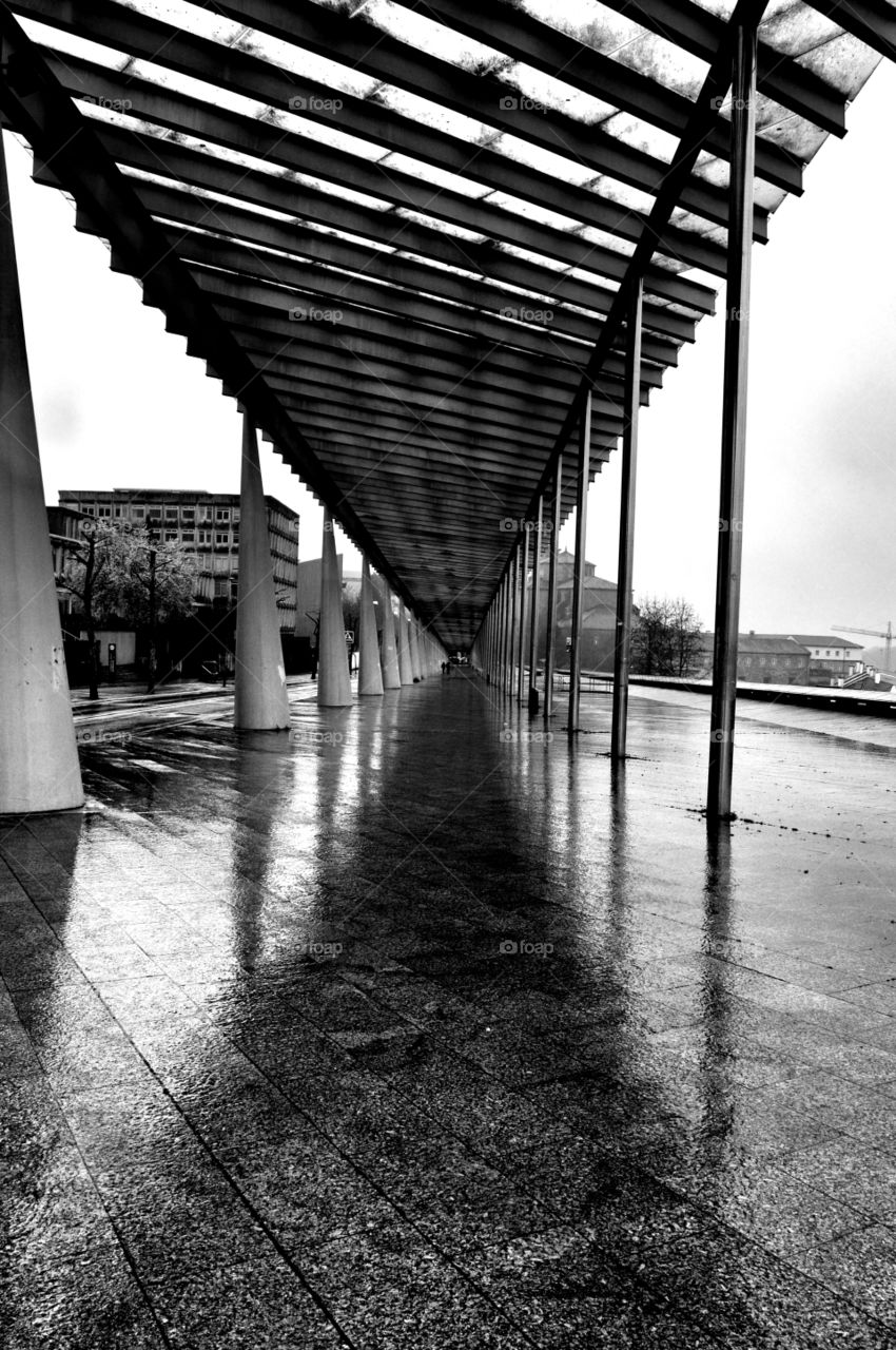 Bus Bay. Bus bay at Juan XXIII street in Santiago de Compostela, Spain