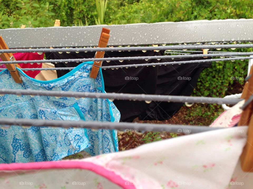 Clothes line in dew