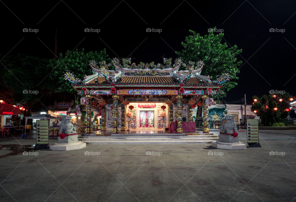 Chinese temple at night 