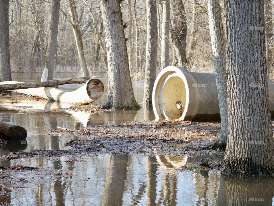 A local park is flooded after a late winter, early spring rain storm. Here’s a part of the playground under water. 