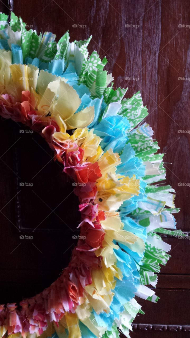 Rag Wreath in Bright Colors