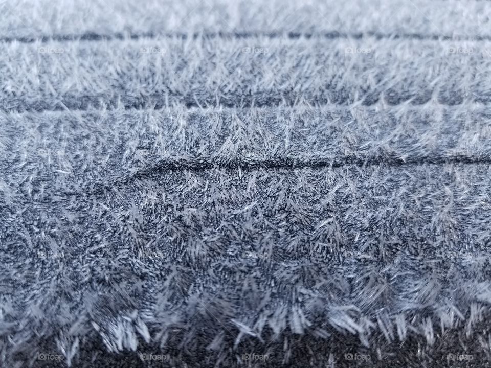 This is a picture of the frost accumulating beautifully on the surface making an absolutely mesmorising close up.