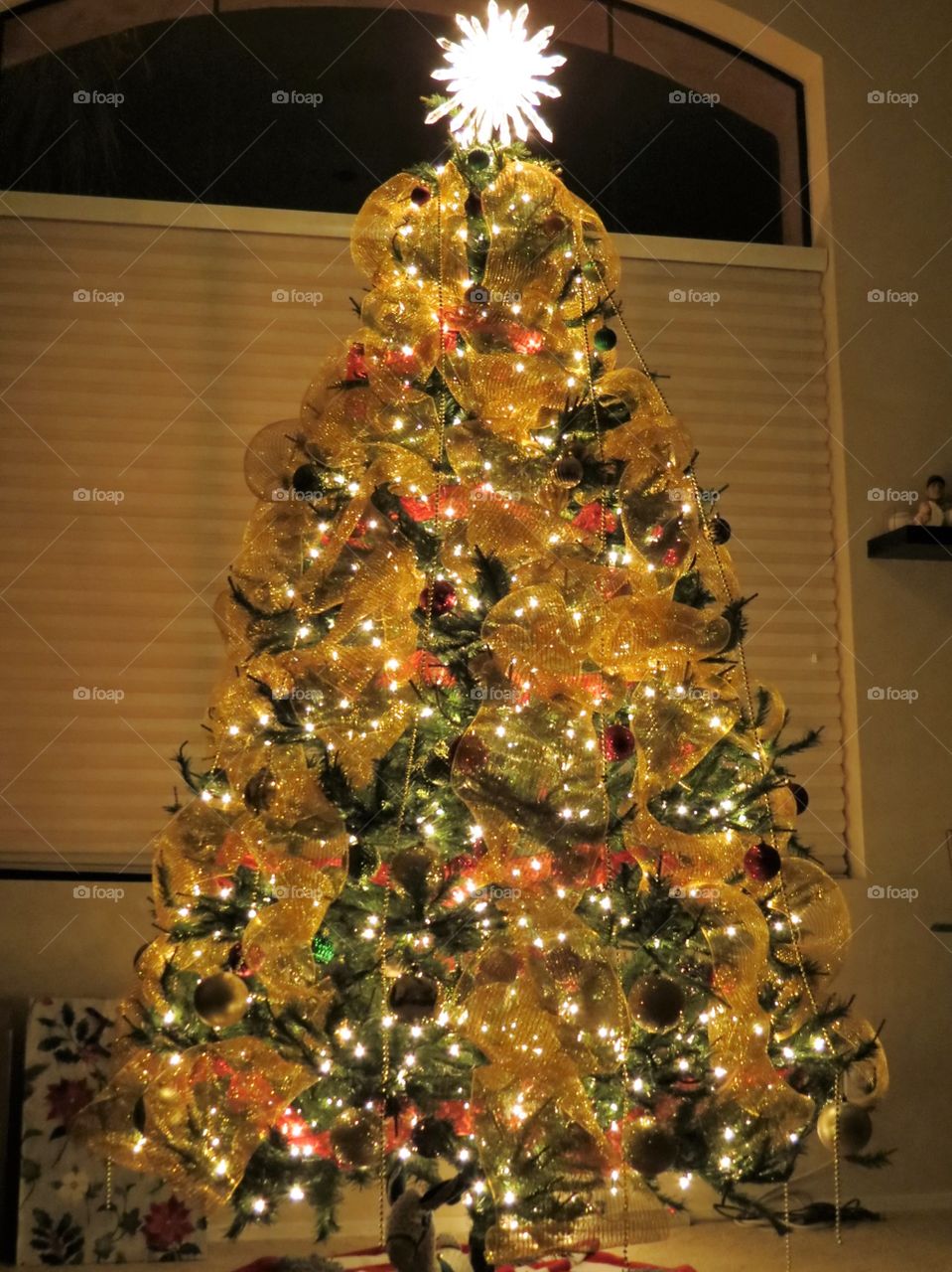 Golden Christmas tree.