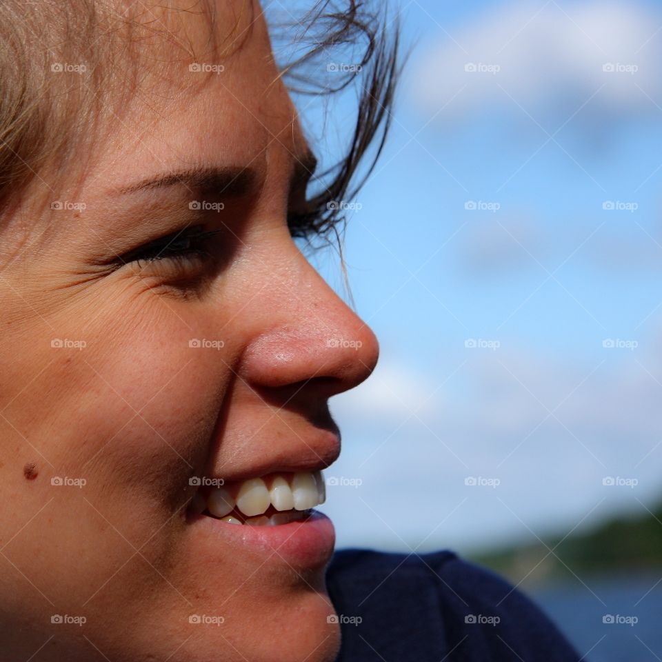 Side view of a woman face