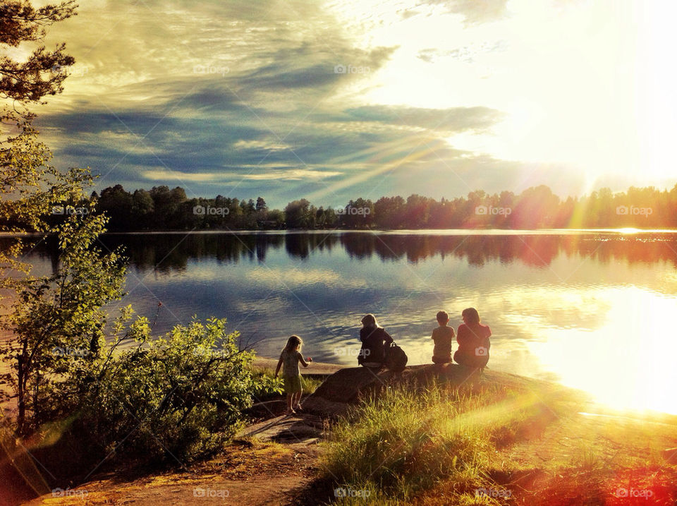 sweden summer sunset lake by buffy