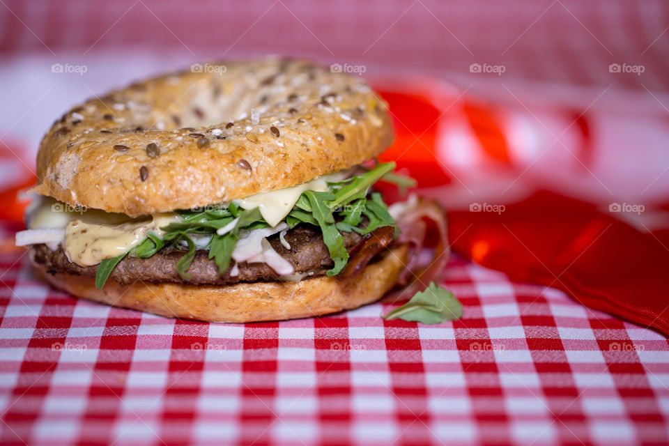 burger and white and red