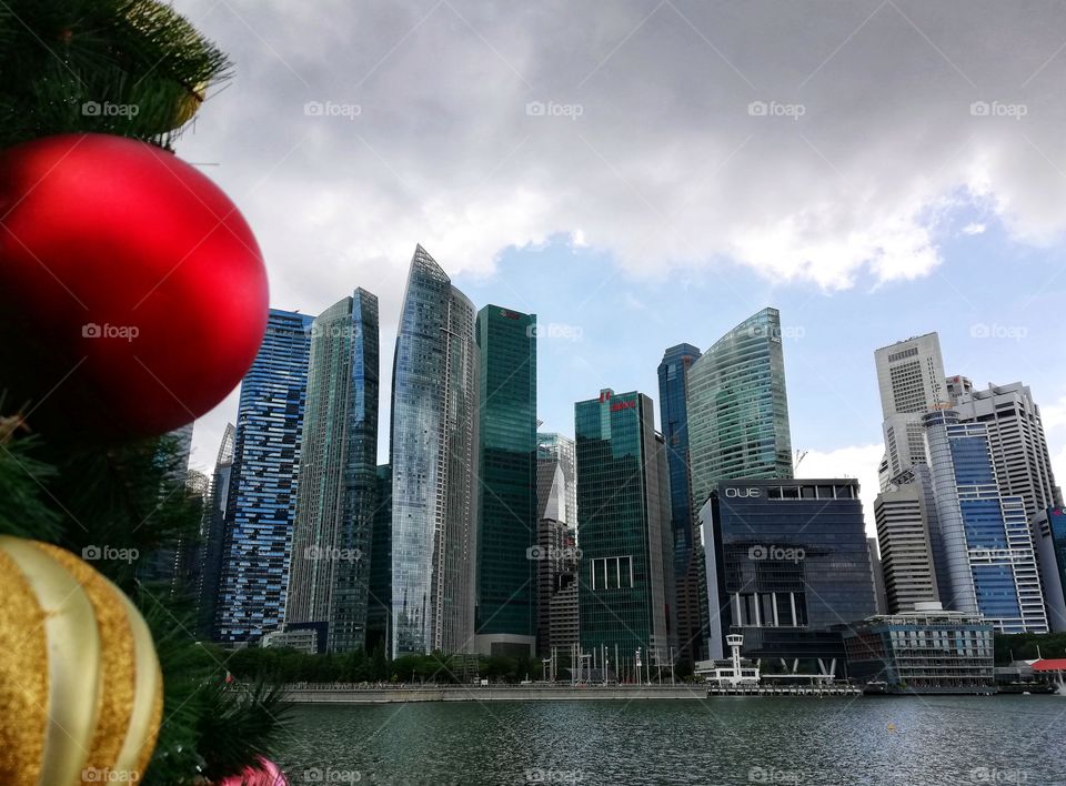 Singapore skyline at Christmas