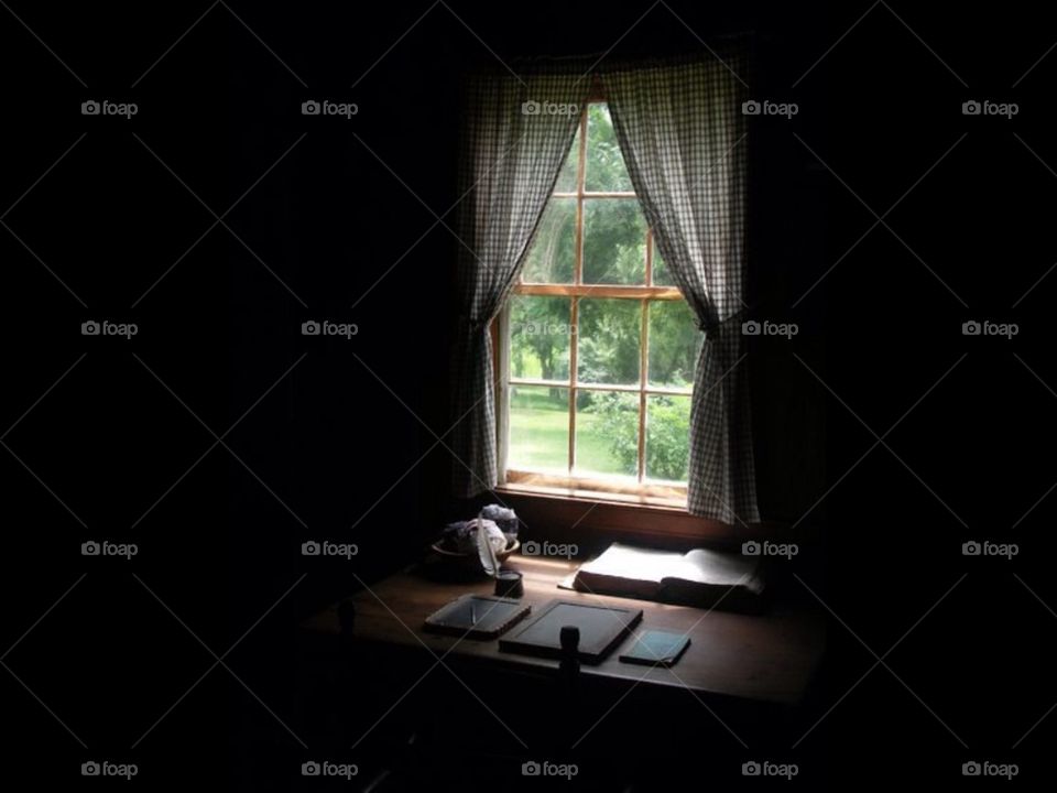 Early NC settlers writing desk at window