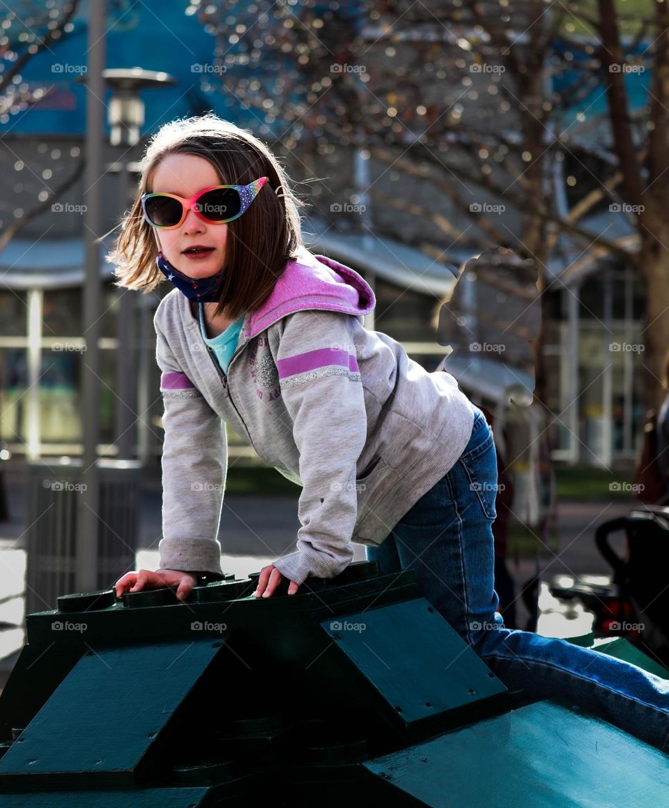 playing outside at Crown Center