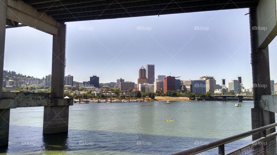 Portland, Oregon. picture of downtown while on a bike ride