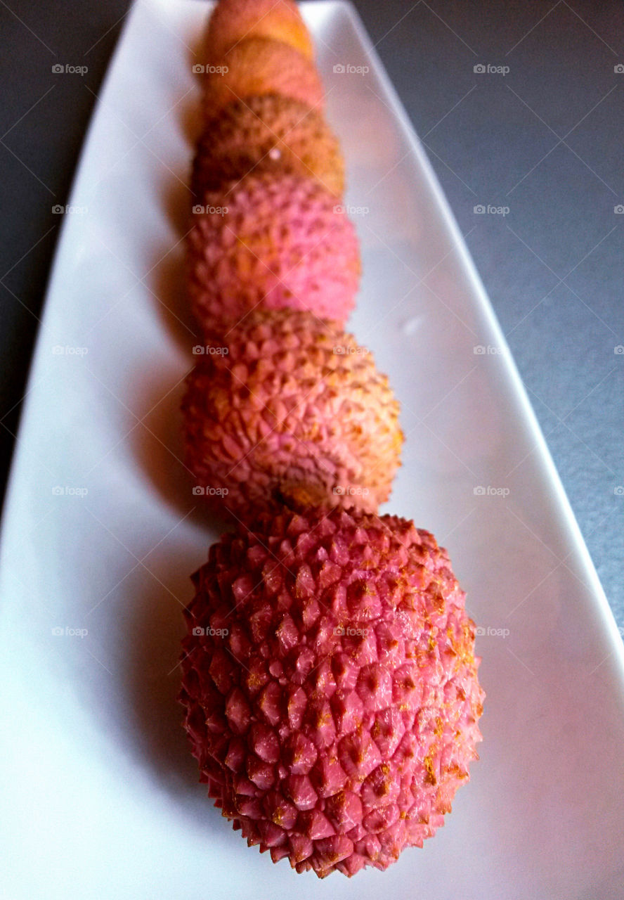Close-up of red lychees