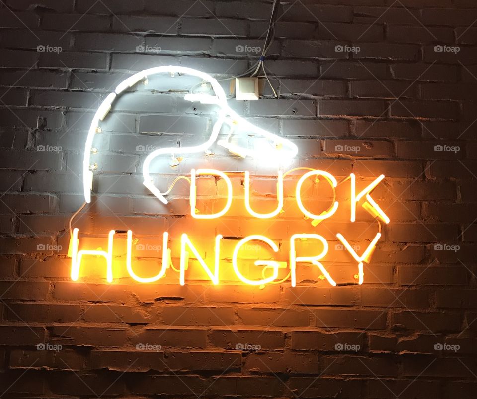 Bar “Hungry duck”. Neon