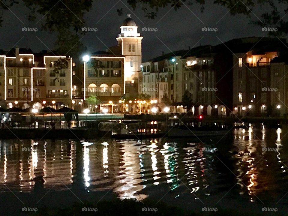 Portofino hotel at night