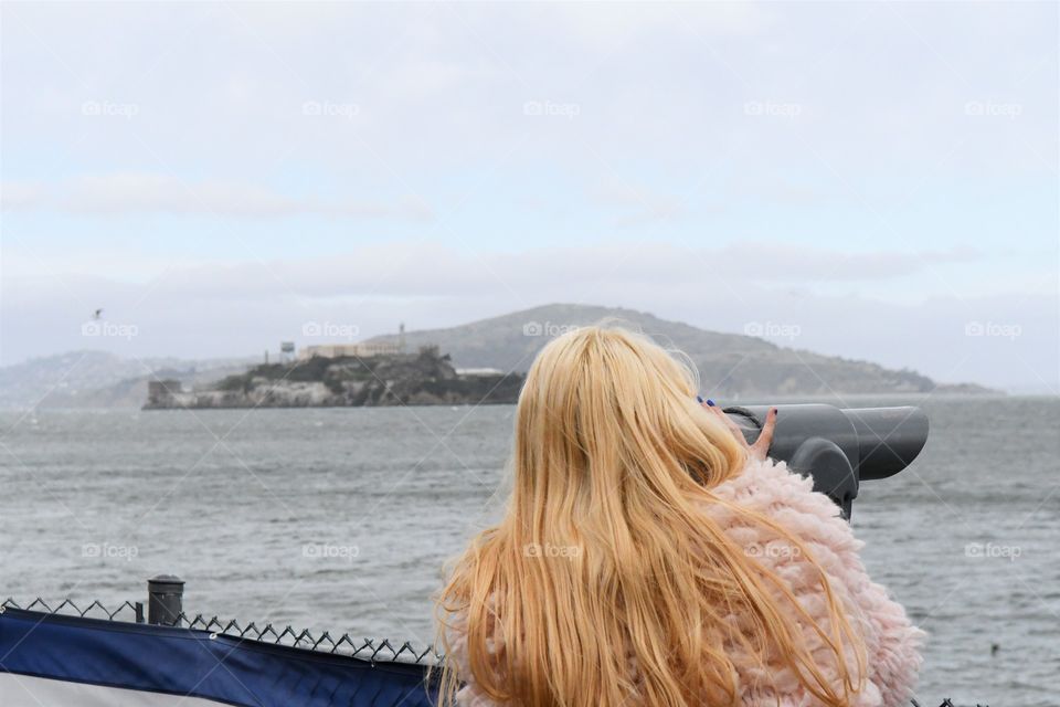 Looking at Alcatraz through binocular