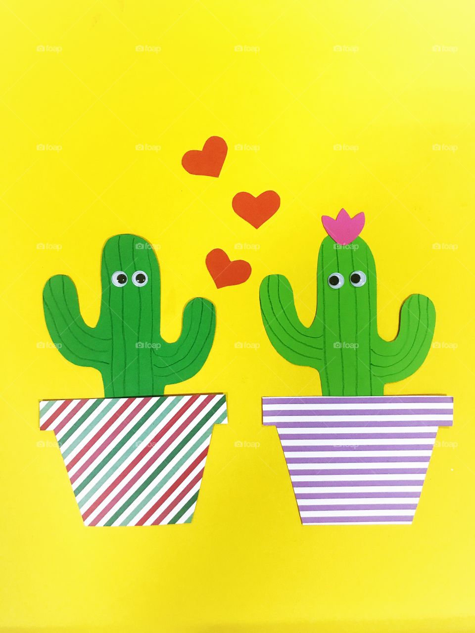 Cute cacti fall in love