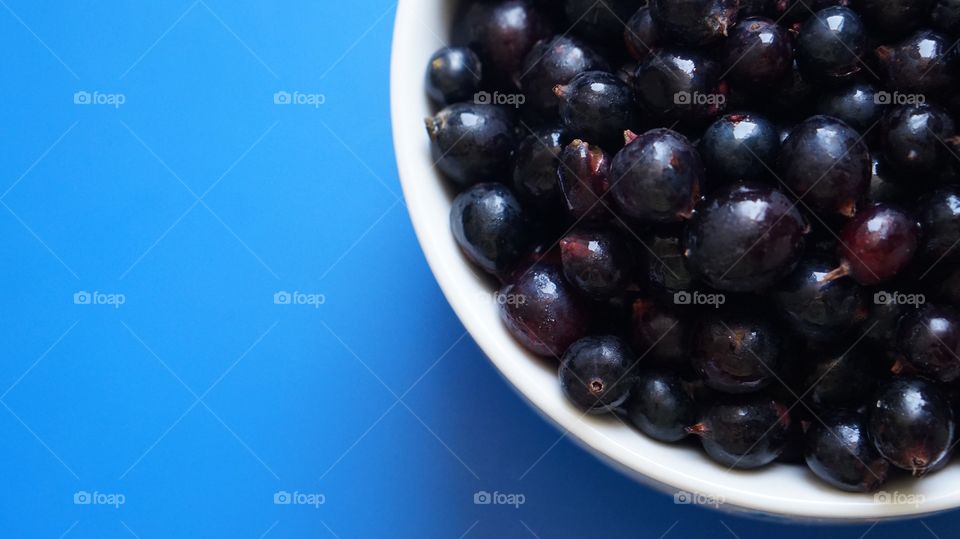 Blueberries in white bowl