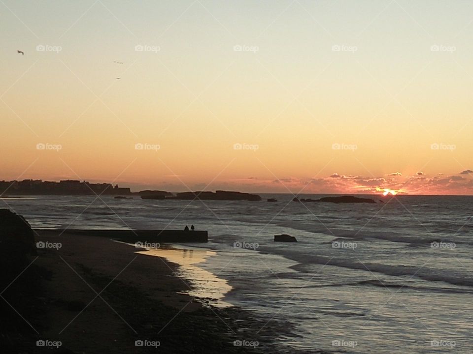 Beautiful sunset at essaouira city in Morocco.