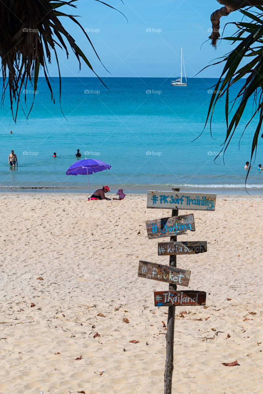 Visitors and the Beautiful scene of beach and sea in Phuket Thailand
