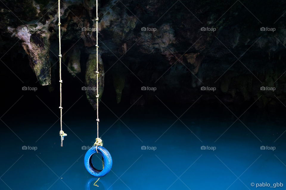 Having fun in a cenote