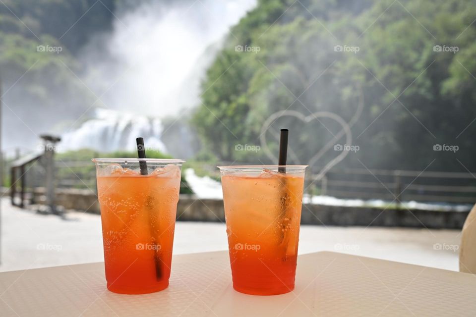 orange juice waterfalls view