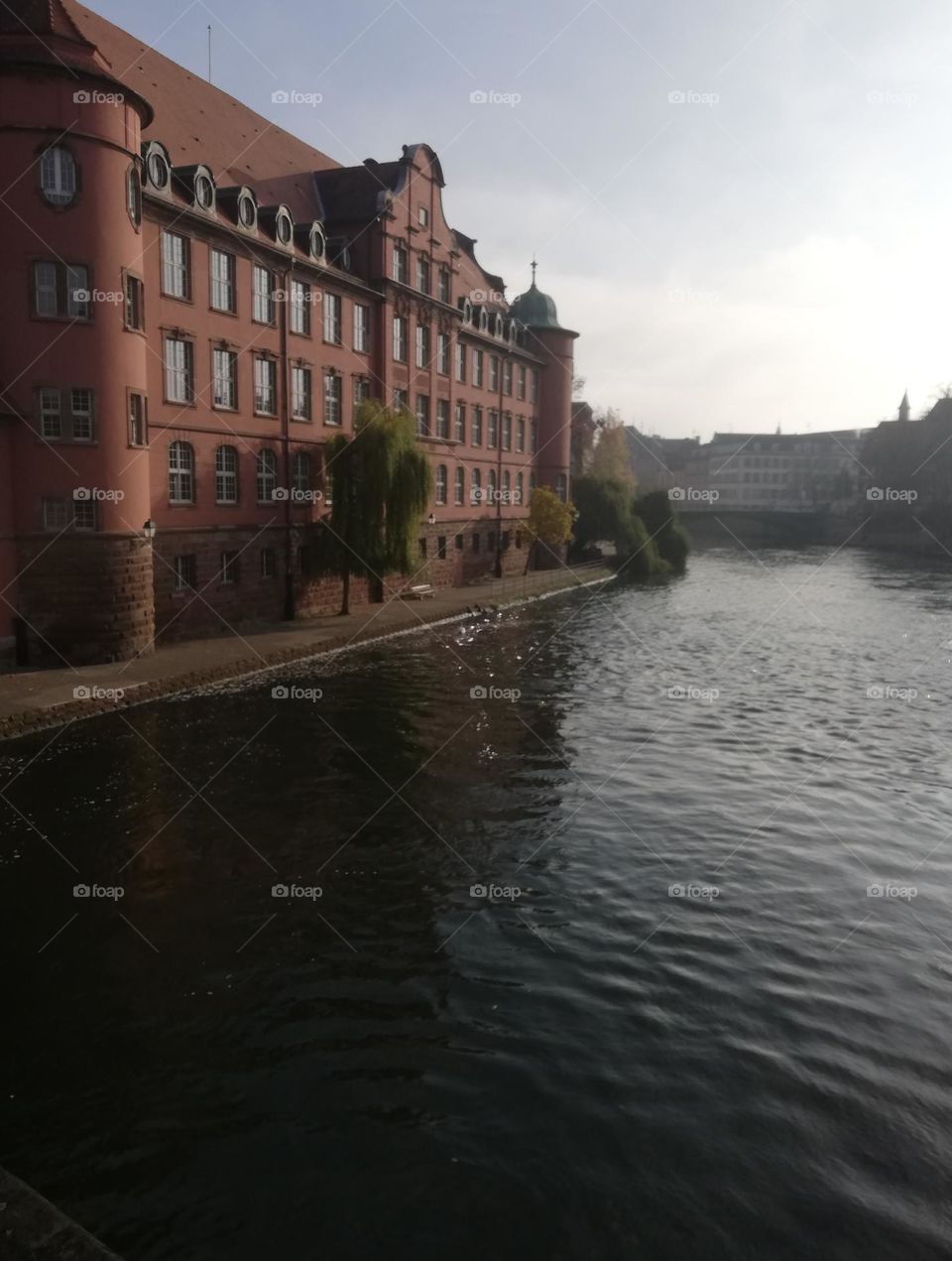 A shot of a magnificent building in Heidelberg, Germany, against the sun.