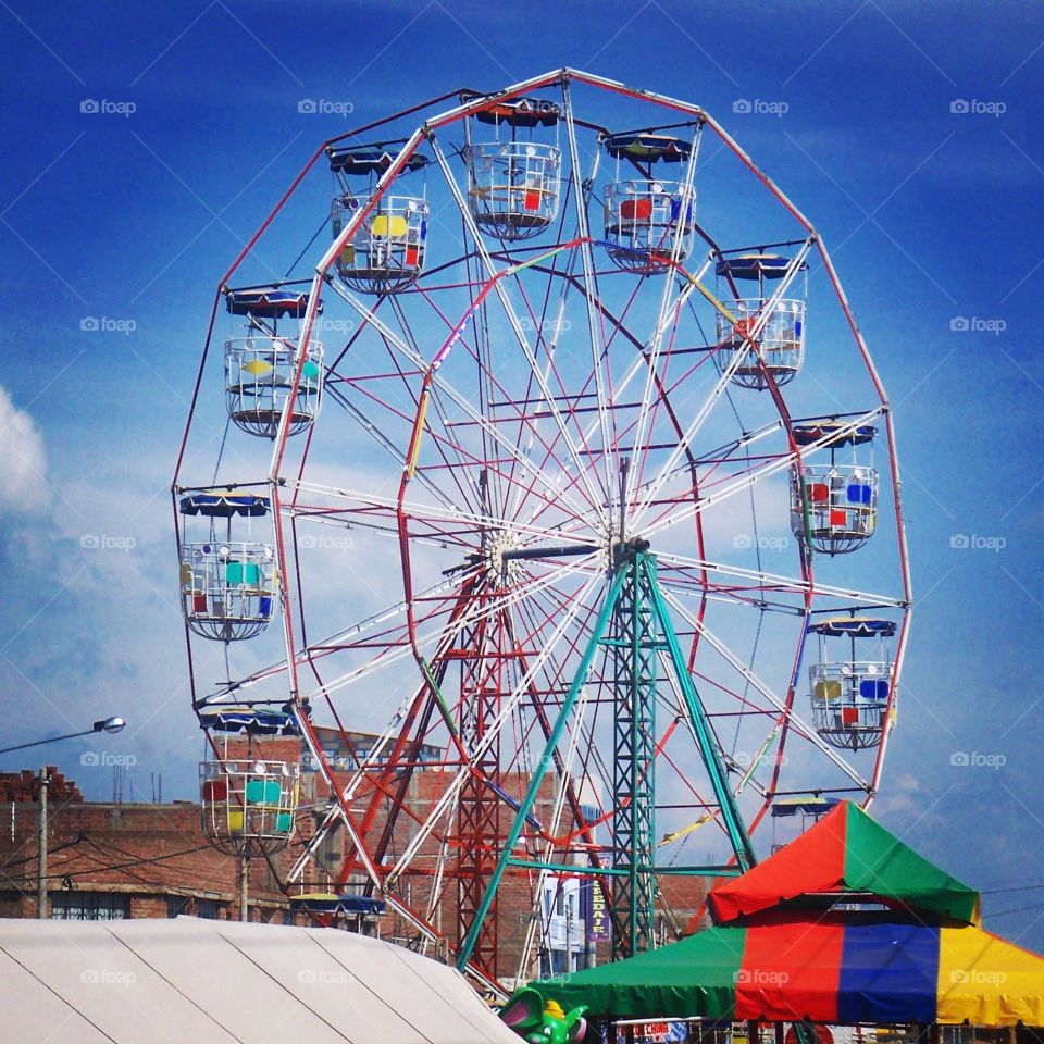 Colorful Ferris wheel in Puno, Peru