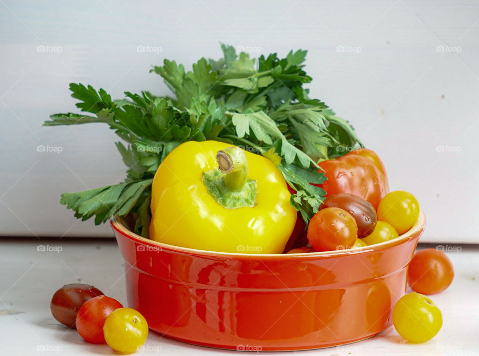 vegetables on a white background