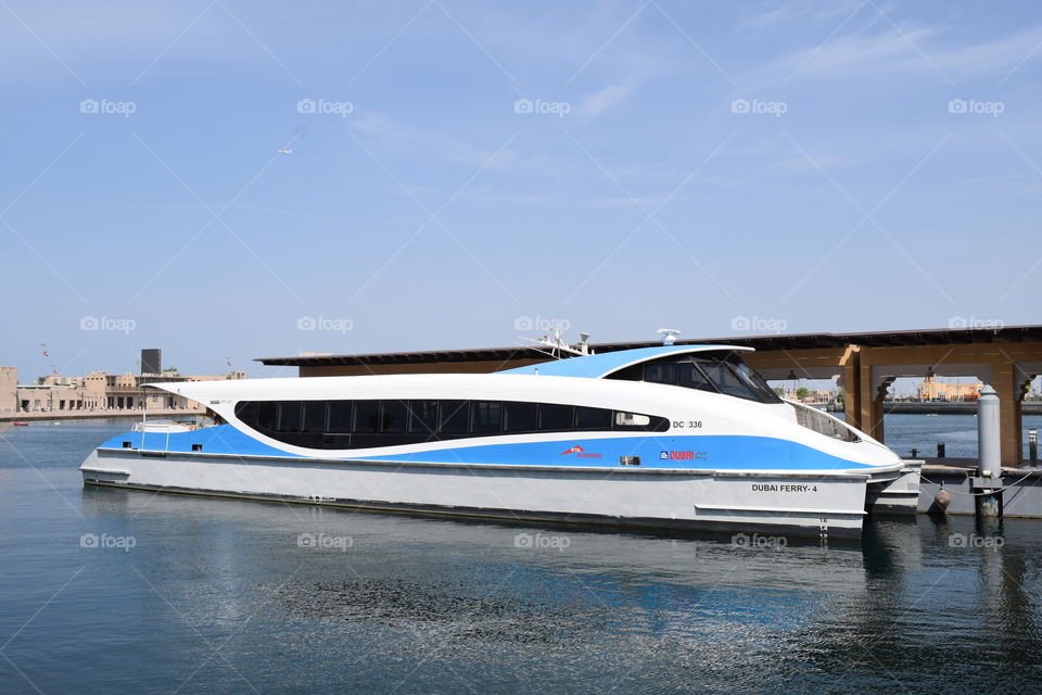 modern luxury ferry in Dubai Creek