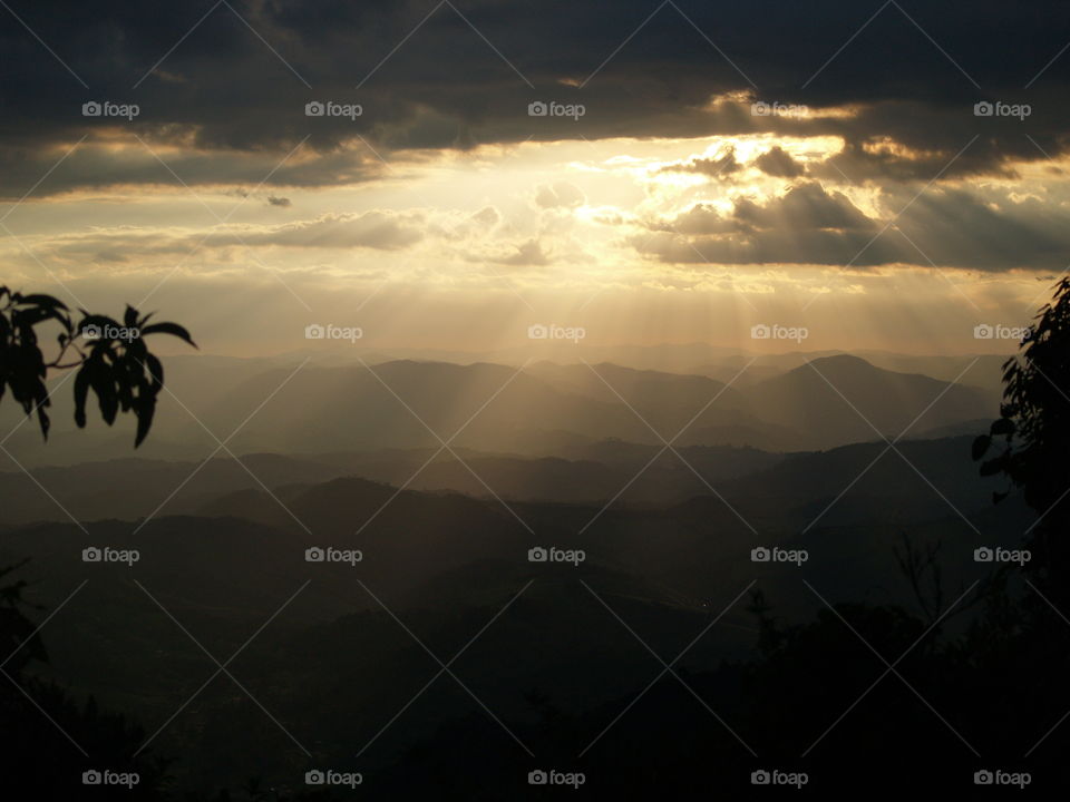 View of mountain at sunset